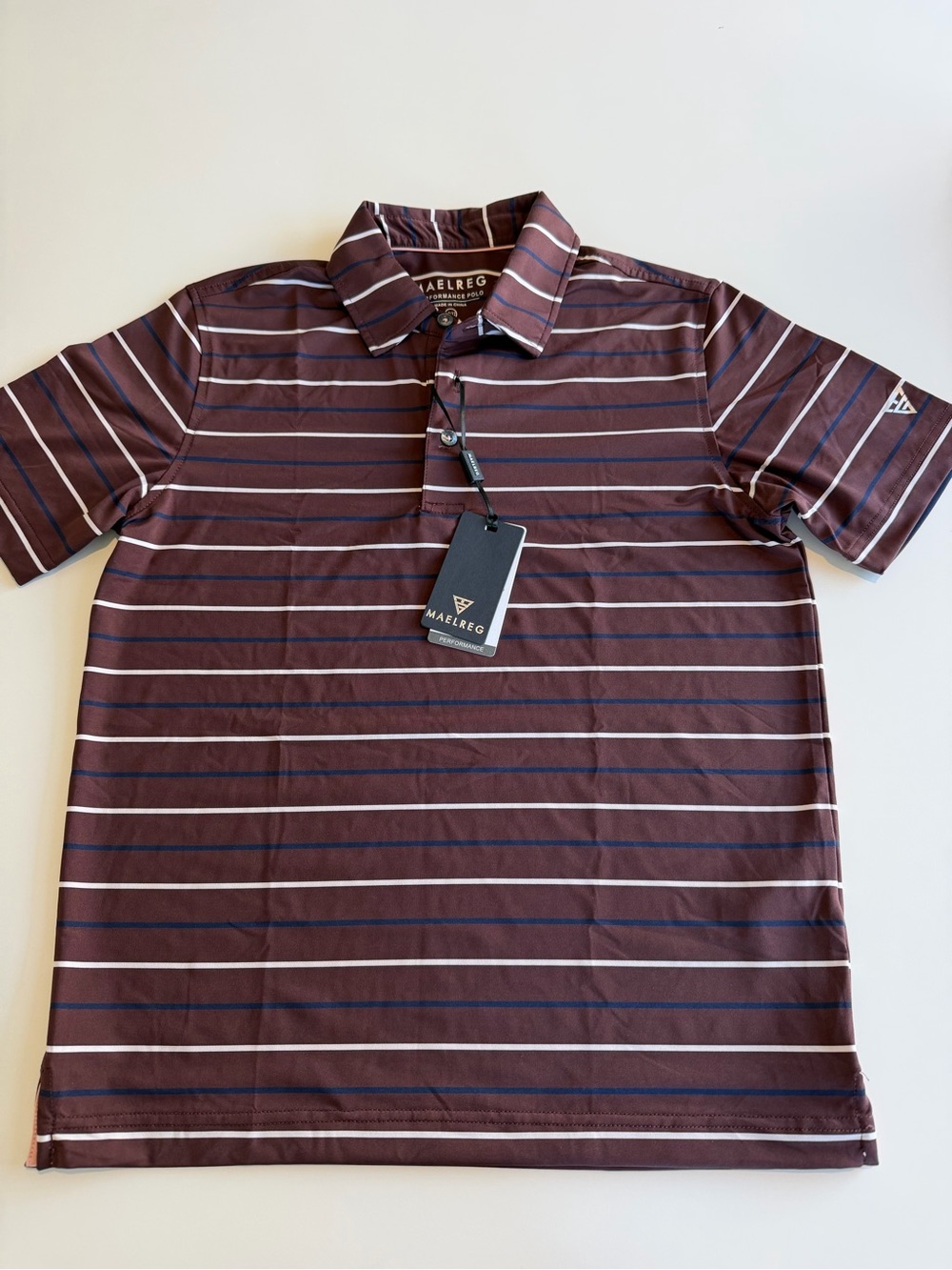 Boys  Brown Striped Performance Polo Shirt 10-12 years